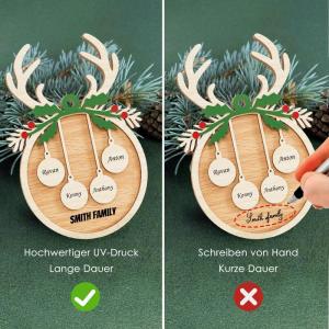 Gepersonaliseerde kersthangers met 6 namen - 2023 houten kerstboomversiering gepersonaliseerde familie, partner huisdier en vrienden