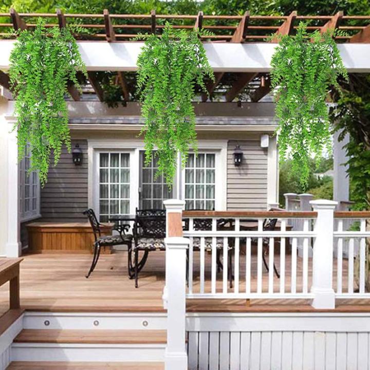 Kunstmatige Boston-varenplant, 4 stuks, 85 cm, hangend, klimplanten, kunststoffen, valse plantenmuur, voor woonkamer, balkon, tuin, feest, bruiloft, binnen en buiten, decoratie