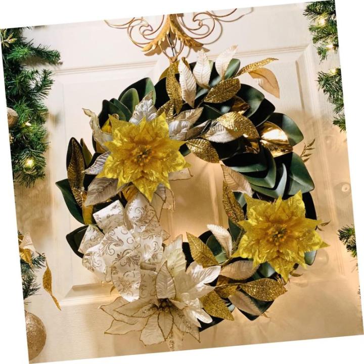 21 STK Künstliche Blumen Weihnachtsglitter Rosengirlande Künstliche Weihnachtsblumen Krippendekor Glitzernde Weihnachtssternblume Gold Weihnachtsglitzerblume Weihnachtsbaum Sport