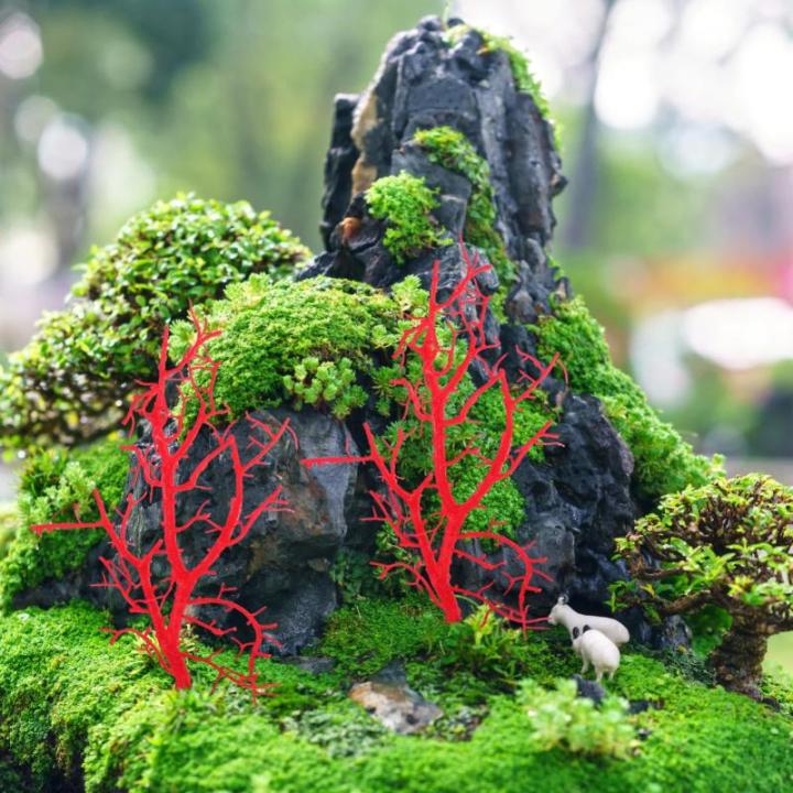 6st Simulierte Zweige Künstliche Äste Fauk-pflanzenzweige Künstlicher Baumstamm Baumzweige Selber Machen Böhmische Zweige Trockenzweigdekor Gefälschter Trockener AST Rot Plast