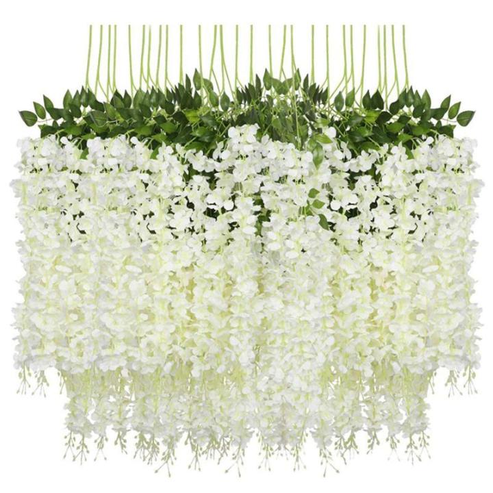 12er-Pack (43,3 Zoll) künstliche Glyzinien-Rebe, künstliche Glyzinien, hängende Seidengirlande, Lange hängende Buschblumenkette, für Zuhause und Party