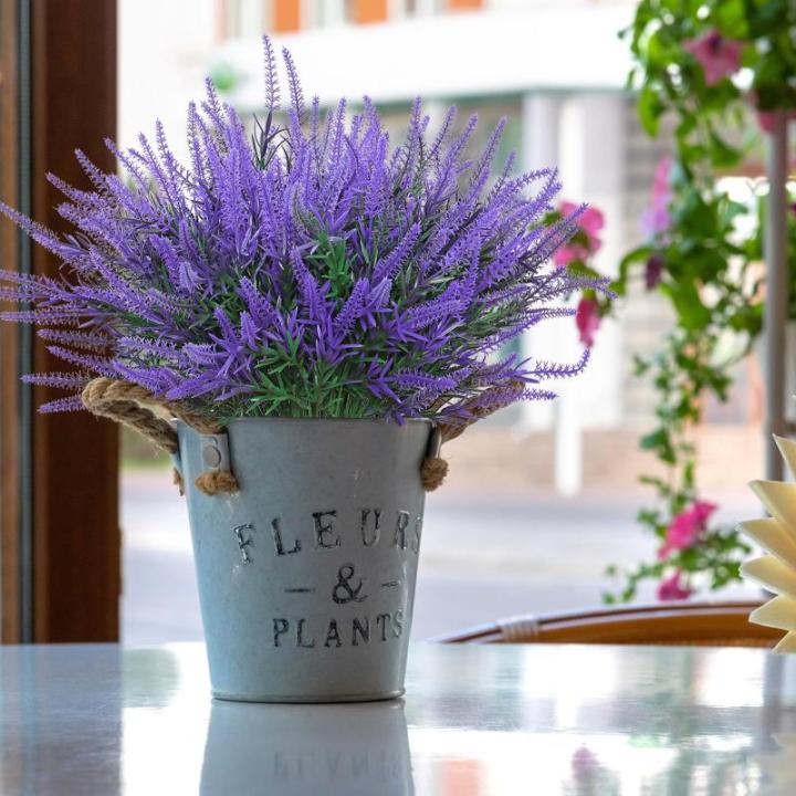 12 bundels kunstbloemen, balkon, weerbestendig, kunstbloemen, outdoor, uv-bestendig, , plastic boeket, voor balkonbakken, tuin, raamdecoratie, paars