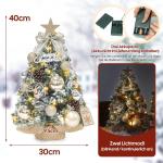 Mini-kerstboom kleine kerstboom met verlichting, led-tafel, kerstboom, klein, kunstmatig versierd, voor kerstdecoratie (40 cm, champagne-goud)