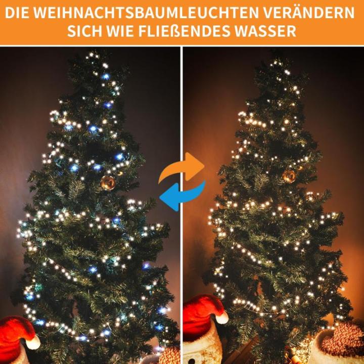 Led-clusterlichtsnoer, werkt op stroom, decoratie voor binnen en buiten, tuin, kerstboom, bruiloft (warm wit continu licht, vloeiend, 300 leds)