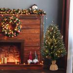 Mini Kunstkerstboom met ledverlichting, kleine kerstboom, mini-tafelblad, dennenboom voor kerstdecoratie (stijl 2, 90 cm)