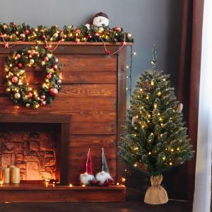 Mini 60cm Künstlicher Weihnachtsbaum Mit LED Beleuchtung, Weihnachtsbaum Künstlich Klein, Weihnachtsbaum, Mini Tischplatte Tannenbaum für Weihnachtsdeko (Stil 3, 90cm)