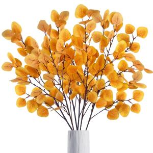 6 eucalyptus decoratieve kunstherfstbladeren takken, kunstbloemen herfstbloemen herfstbloemen kunstbladeren, herfsttakken herfstbladeren decoratieve takken geel voor herfstdecorati