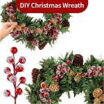 16 stuks rode bessendecoratie Kerstmis, bessentak kunstmatig Holly bessentak rode bessen takken decoratie voor kerstdecoratie boeketten woondecoratie doe-het-zelf handwerk