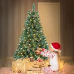 Kunstkerstboom, dennenboom met verlichting, 180 leds, warm wit, incl. metalen standaard, 367 takken, pvc-kerstboom voor kerstdecoratie (120 cm, sneeuweffect, dennenappels + led)