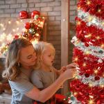 Pop Up Kerstboom, 180 cm, kunstkerstboom met sterkant, opvouwbare versiering, dennenboom met pailletten, decoratieve boom voor kerstdecoratie, binnenruimtes