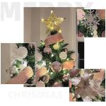 Kerstboomset met kunstbloemen, versierde kerstboom, doe-het-zelf met boomrok, sterkant, ballen, kerstboom voor bruiloften, fee bomen, kerstboom, 180 cm