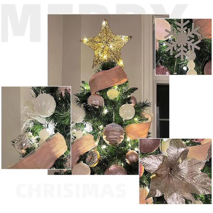 Kerstboomset met kunstbloemen, versierde kerstboom, doe-het-zelf met boomrok, sterkant, ballen, kerstboom voor bruiloften, fee bomen, kerstboom, 180 cm