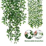 Hangende kunstplant in pot, 3 stuks hangplanten, , wijnstok, eucalyptus, tot 80 cm lang, plastic planten, decoratie, groene planten voor binnen en buiten, keuken, kamer, muur,
