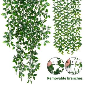 Hangende kunstplant in pot, 3 stuks hangplanten, , wijnstok, eucalyptus, tot 80 cm lang, plastic planten, decoratie, groene planten voor binnen en buiten, keuken, kamer, muur,