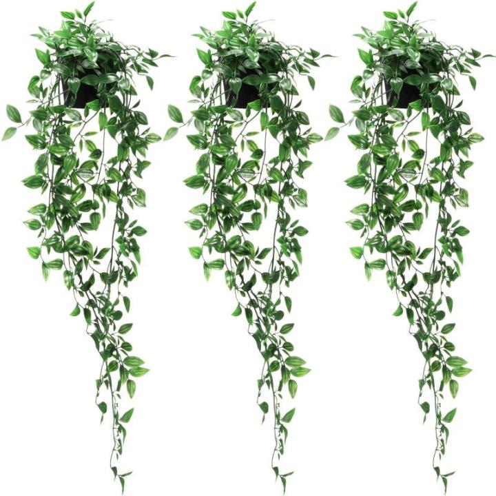 3 x kunstmatige potplanten, groene hangplant voor binnen en buiten, hangende slingers voor bruiloft, tuin, hangmanden, wanddecoratie