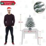 68 cm mini-kunstkerstboom met sneeuw, ingepot dennenboom met 35 leds in warm wit en 262 takpunten, met sneeuw bedekte bevlokte kleine kerstboom