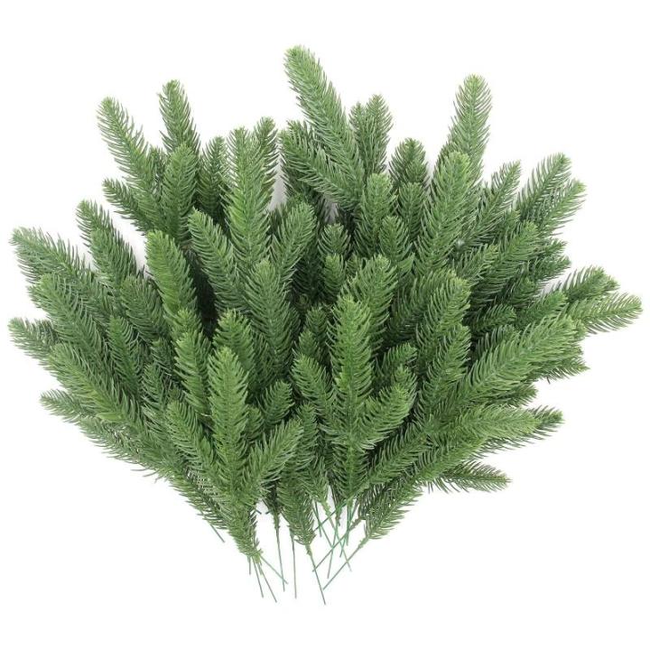 25 stuks kunstdennentakken, groene planten, dennennaalden, kunstmatige dennentakken, knutselaccessoires voor slinger, krans, kerstversiering en woontuindecoratie