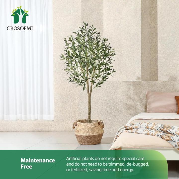 Kunstmatige olijfboomplant, 150 cm, kunstvorm, zijden boom, perfecte in pot voor binnen en buiten, verpakking van 2 stuks