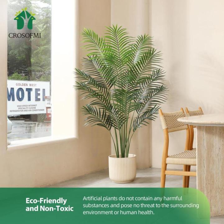 Künstliche Pflanze Palmen 150 cm Kunstpflanze Plastik Groß Areca Palme im Topf Wohnzimmer Balkon Schlafzimmer Grün Deko (2 Pack)