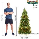 Kunstkerstboom met verlichting, 150 cm, natuurgetrouw, met houten sokkel, kerstboom, kerstdecoratie