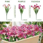 12Pcs Outdoor Nep Planten UV Bestand Plastic Faux Bloemen Planten Bloemen Bulk Voor Indoor Outdoor Opknoping Planter Tuin Venster Doos Thuis Bruiloft Decor