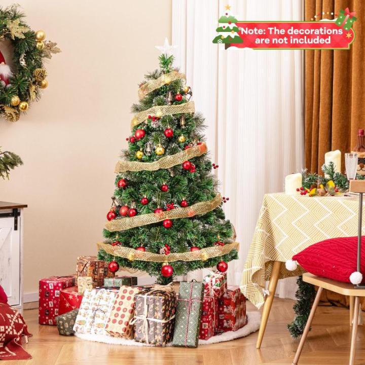 Künstlicher Weihnachtsbaum aus PVC, Weihnachtsbaum mit 8 Beleuchtungsmodi, LED-Lichtern, Zweigspitzen, Kiefernnadeln, Tannenzapfen, roten Beeren und Lampen (40 x 150 cm (Durchmess
