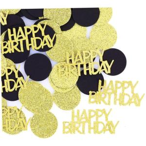 Alles Gute zum Geburtstag Party Konfetti für Tisch Glitter Schwarz und Gold Geburtstagstisch Konfetti für Geburtstagsfeier Tisch Konfetti Dekorationen (100 PCs) Feiertagsbedarf