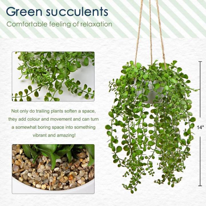 Kunstmatige planten Ficus Pumila Hangplant Kamer Wand Decoratie Aesthetische Kunstplant, Hoogte 35,5 cm, in Hanglamp