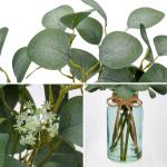 35 cm kunstmatige eucalyptus takken met blauwe glazen vaas, eucalyptus kunststof plant eucalyptus realistische eucalyptus decoratie zilveren dollar voor bruiloft, tafeldecoratie, k