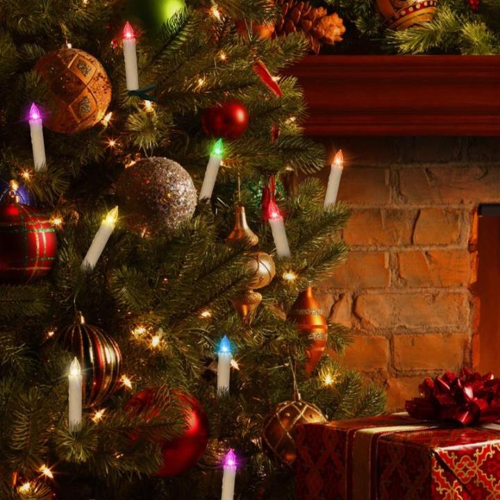 40 stuks led-kaarsen, warm wit en kleurrijk, draadloze kerstboomkaarsen met afstandsbediening, timer, flikkeren, dimbaar, kerstdecoratie, lichtketting voor kerstboom, binnen en bui