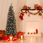 Kunstkerstboom Slim 210 cm, dennenboom met handschoenen en metalen standaard, potlood kerstboom met 818 pvc-punten, groen