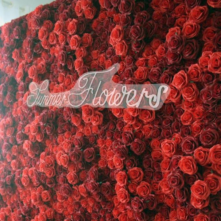 Wand Aus Großen Roten Rosen, Künstliche Blumenwand, 3D-Wand Mit Stoffrücken, Blumen-Seidenhortensie, Blumenwandpaneel, Verwendet Für Hochzeit, Gartenwand, Kirchenwand, Party(2x