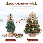 Mini-kerstboom Kleine kerstboom met verlichting, led, tafelkerstboom, klein, kunstzinnig versierd, voor kerstdecoratie, 40 cm, bruin met goud
