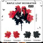 4 stuks kunstmatige esdoornbladeren, herfstbladeren, esdoorntak, decoratie voor Halloween, Thanksgiving, kunstesdoornbladeren, herfst, voor binnen en buiten, vazen (Halloween)