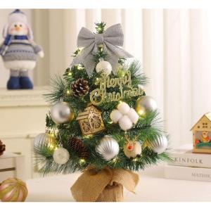 Kleiner Weihnachtsbaum mit Beleuchtung Mini Weihnachtsbaum Klein Geschmückt LED Tisch Tannenbaum Künstlich Klein mit Lichterkette Weihnachtsbäume mit Weihnachtsdeko DIY Tischdek