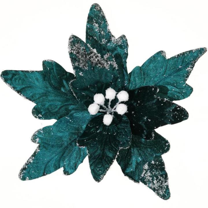Große Weihnachtsblumen, 30cm, 6 Stück, künstliche Weihnachts Blumen Samt, Weihnachtsbaum Blumen Ornamente, gefaltet, für Weihnachtsdekoration, Neujahr,Hochzeit ﻿ (Schwarzgrü
