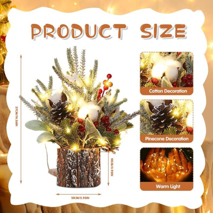 Kleiner Weihnachtsbaum mit Beleuchtung, 30cm Mini Weihnachtsbaum Weihnachtsdeko Beleuchtet Künstlicher Weihnachtsbaum LED Weihnachtsbeleuchtung Klein Tannenbaum für Weihnachten D