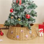 Dekorationen Baum Rock Geflochtener Rattan-Weihnachtsbaumkragen, Rustikaler Bauernhaus-Korbgeflecht, Großer Baumrock Weihnachtsbaum Basis Ring(50x64x21cm)