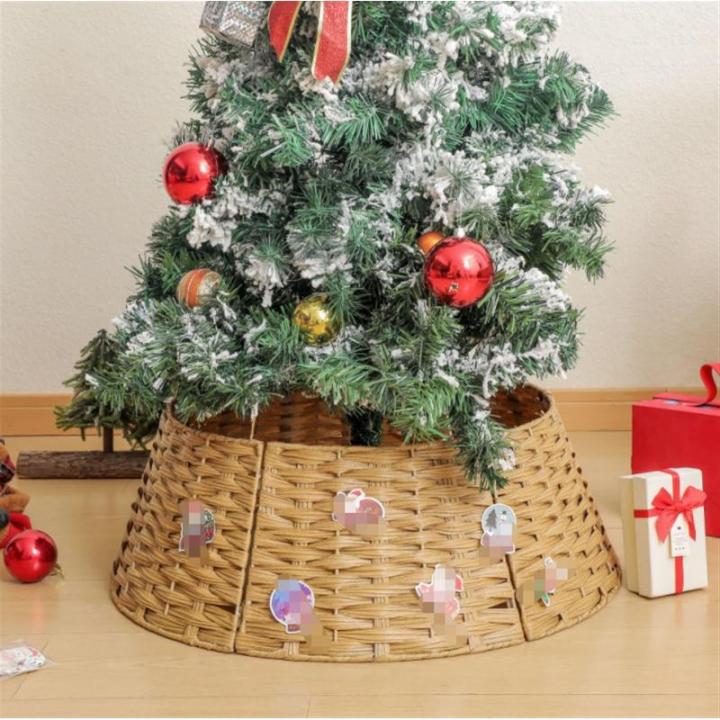 Dekorationen Baum Rock Geflochtener Rattan-Weihnachtsbaumkragen, Rustikaler Bauernhaus-Korbgeflecht, Großer Baumrock Weihnachtsbaum Basis Ring(50x64x21cm)