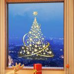 Kerst Venster Klings Gouden Kerstboom Raamklemmen Stickers voor Glas DIY Statische Muur Venster Deur Muurschildering Stickers voor Home Shop Venster Glas Display Decoraties