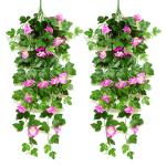 2 stuks kunstmatige blauweregen wijnstok kunstmatige hangende bloemen nepplanten voor tuin hek balkon buiten binnen decoratie (rozengroen, 90 cm)