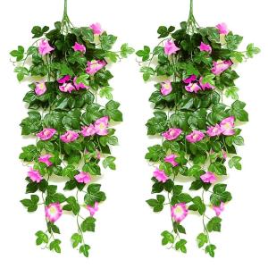 2 stuks kunstmatige blauweregen wijnstok kunstmatige hangende bloemen nepplanten voor tuin hek balkon buiten binnen decoratie (rozengroen, 90 cm)