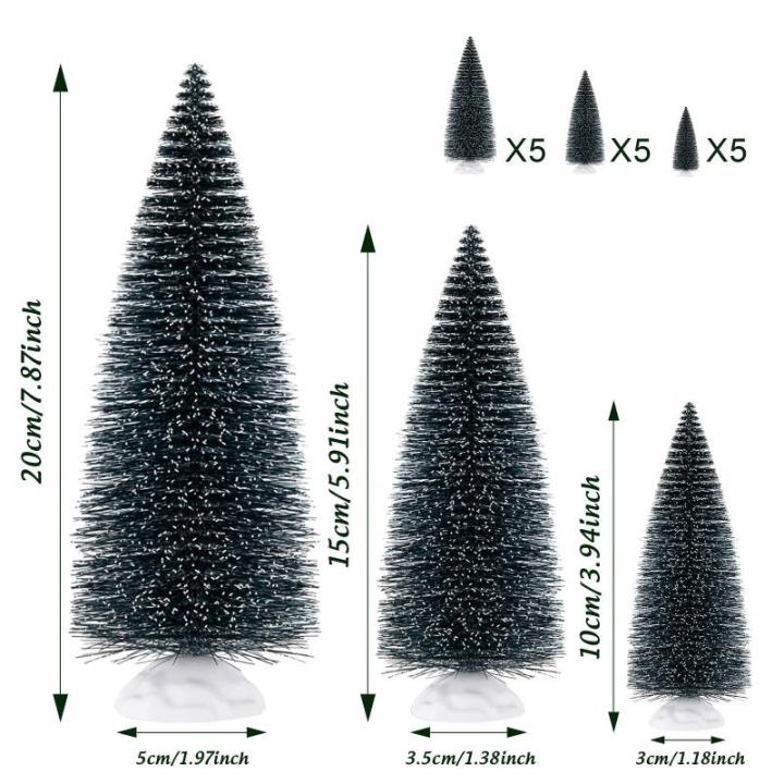 15 stuks mini-kerstboom, kunstkerstboom, 10/15/20 cm, voor kerst-, tafel- en doe-het-zelfdecoraties