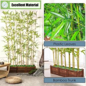 Bamboe Bladeren Decor Scherm met Houten Basis 1,2 m Hoge Faux Potplant voor Restaurant Kantoor DIY Ontwerp Natuurlijk Groen Indoor Outdoor Decoratie 12 Pole Ontwerp 60x18x18,5 cm G