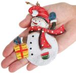 6x metalen voor de kerstboom - kerstboomversieringen van metaal - kerstversieringen met sneeuwpop en kerstman (6 stuks - Kerstman + Sneeuwpop - groot)