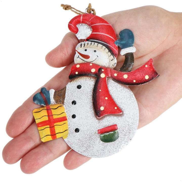 6x metalen voor de kerstboom - kerstboomversieringen van metaal - kerstversieringen met sneeuwpop en kerstman (6 stuks - Kerstman + Sneeuwpop - groot)