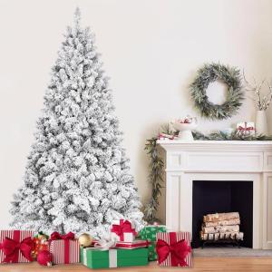 Vija Kunstkerstboom, versierde kerstboom, gevlokte look met standaard, buigbare 995 pvc-takken, moeilijk ontvlambaar, opvouwbare kerstboom, dennenboom, 180 cm