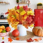 4 stuks kunstmatige esdoornbladeren herfstbladeren herfst esdoornbladeren takken kunstmatige esdoornbladeren herfst voor binnen en buiten huis (herfst A)