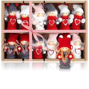 12x premium kerstboom engelen - kerstboomversieringen - sprookjesfiguur - Zweeds-Scandinavische decoratieve trollen