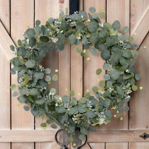 2 stuks kunstslingers, eucalyptus met wilgenbladeren, groene bladeren, witte bloemen, slinger, kunstplant, hangplant voor achtergrond, bruiloft, decoratie, tafelloper, middenstuk